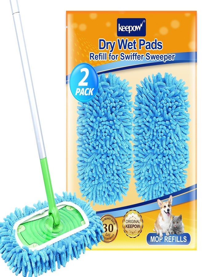 KEEPOW Reusable Microfiber Mop Pads Compatible with Swiffer Sweeper & Mop Deluxe 2-in-1, Wet & Dry Mopping Cloths for All Floors, Compatible with Swiffer Dry Sweeping Cloths for Cleaning (2 Pack) - Image 1
